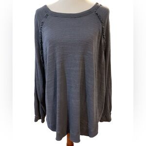 Terra & Sky Long Sleeve Pullover Shirt Ruffle Detail Size 2X(20w-22w)